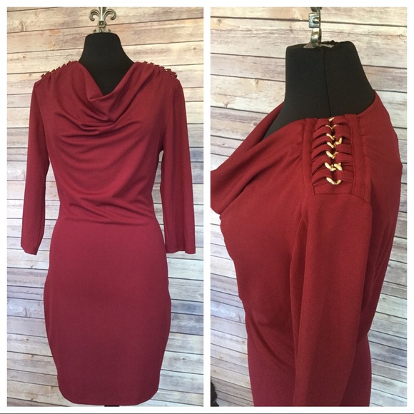 Eyes Boutique - NWT - Maroon - Chain -Body Con- 42 - Picture 1 of 8